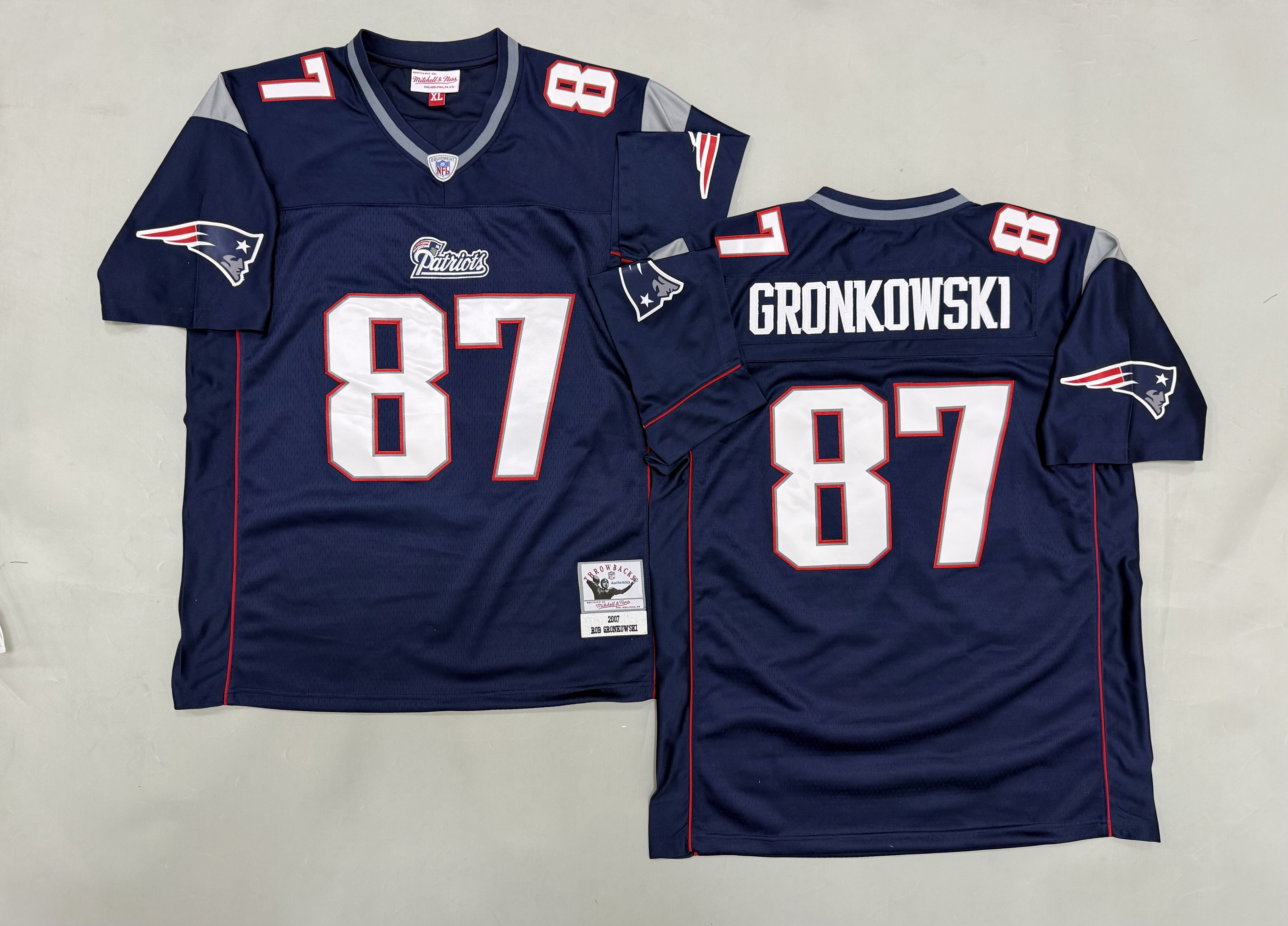 Men 2026 New England Patriots #87 Gronkowski Blue Throwback Limited NFL Jersey style 01->youth nfl jersey->Youth Jersey